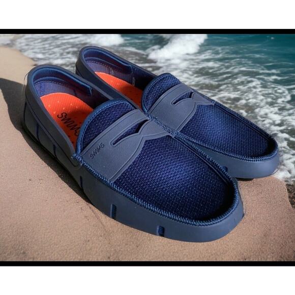 SWIMS Classic Navy Blue Slip On Beach Life Moccasins Shoes Mens 9.5 Fast Ship main image 4
